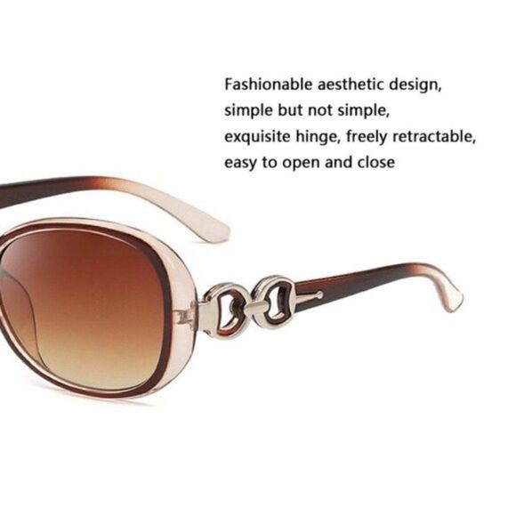 Brown Ombre Cat Eye Oversized Sunglasses with Case Nwt - Picture 4 of 5